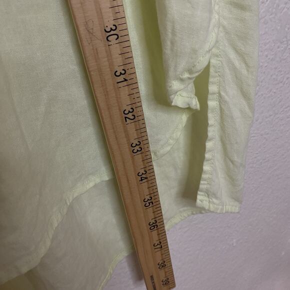 YFB Young Fabulous & Broke Lime Yellow Button Down Linen Blend Shirt Dress Sz S - Picture 7 of 10